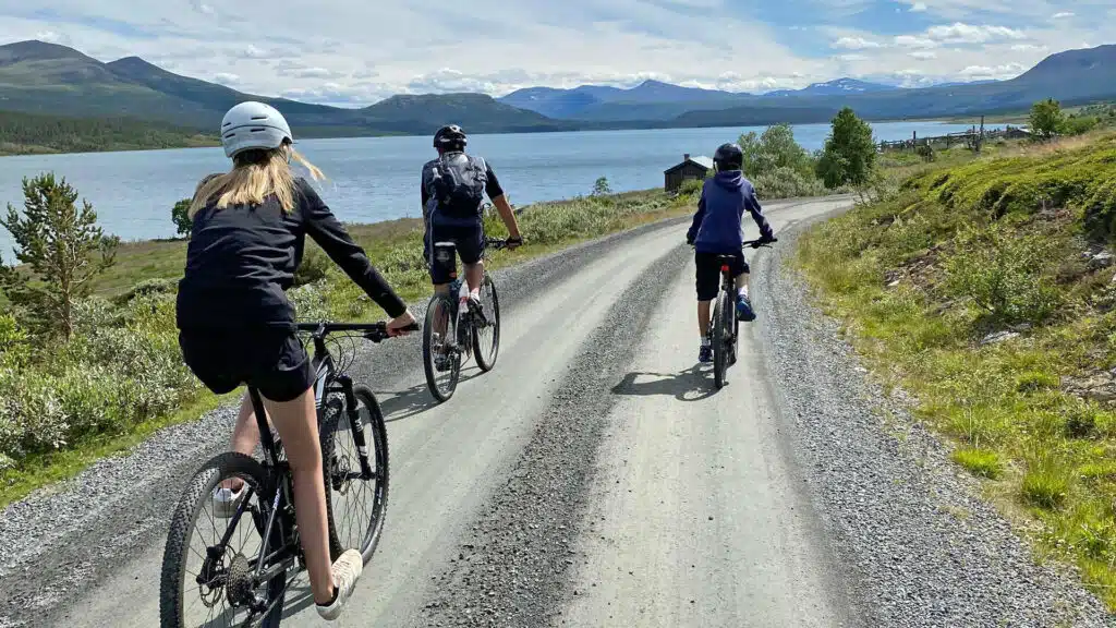 Gruppe/familie på sykkeltur, Tesse rundt
